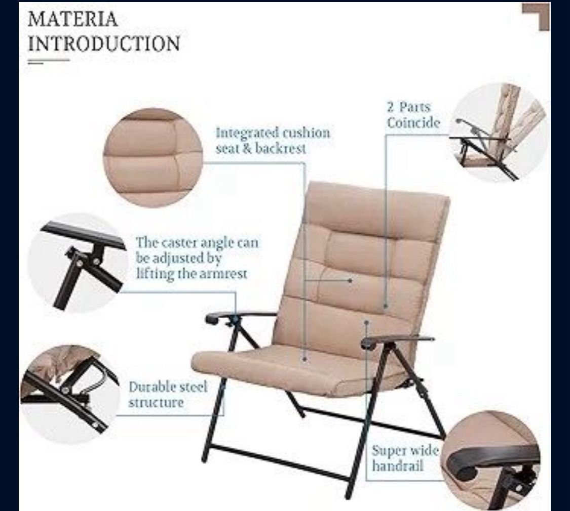 Brand new camping chairs, portable chairs, foldable chairs, folding chairs, brand new three-piece patio set