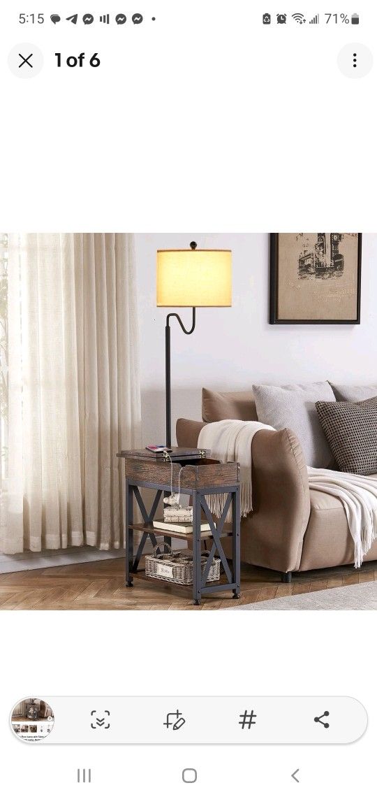 💡 Brand New Dungoo Floor Lamp with Table – Narrow End Table with Built-In Lamp & Nightstand Storage