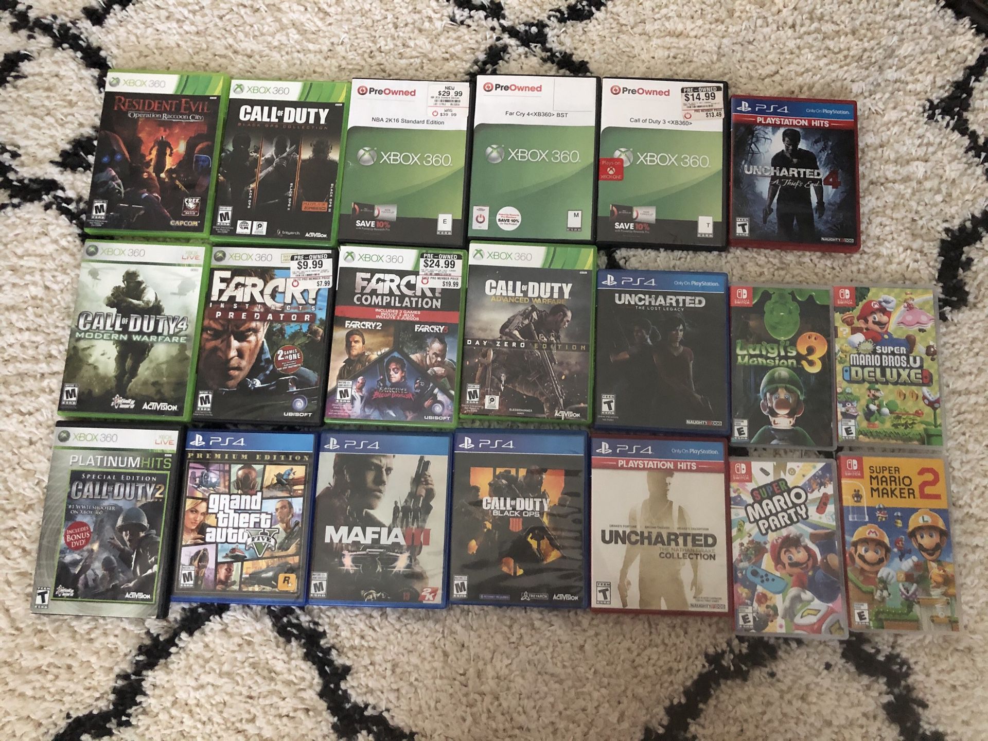 Xbox 360, Ps4, & Nintendo switch games