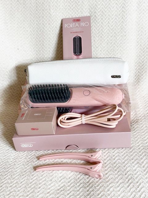New, TYMO Cordless Hair Straightener Brush - Porta PRO Dual Power, Upgrade, Pink