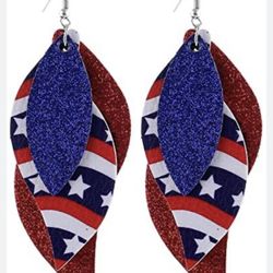 Red White And Blue Glitter Layered Earrings