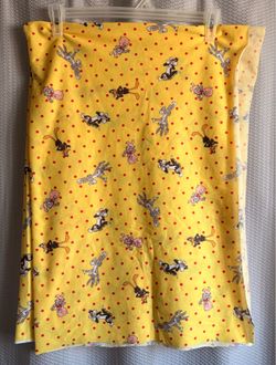Vintage 1993 Looney Tunes Fabric Yellow Flannel Sylvester Bugs Bunny 39”x54” 1 Yard