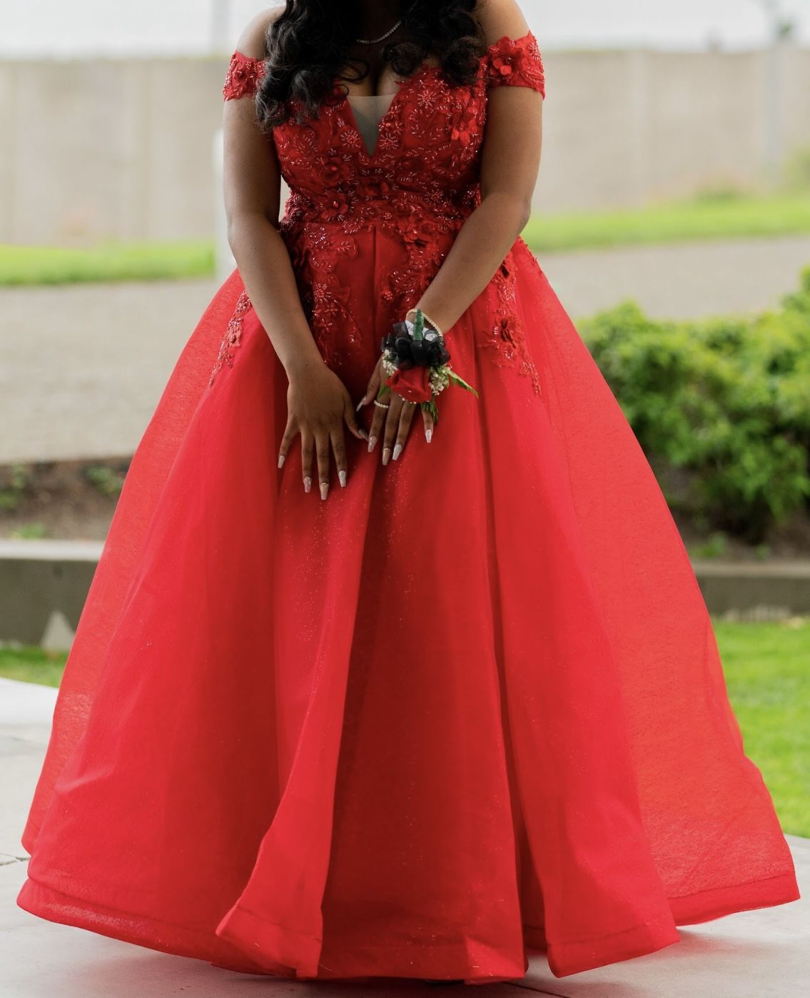 Custom Luxury Red Prom Ballgown – Hand-Sewn Detail – Size 8–10 Corset – Best Offer Must Go by Monday