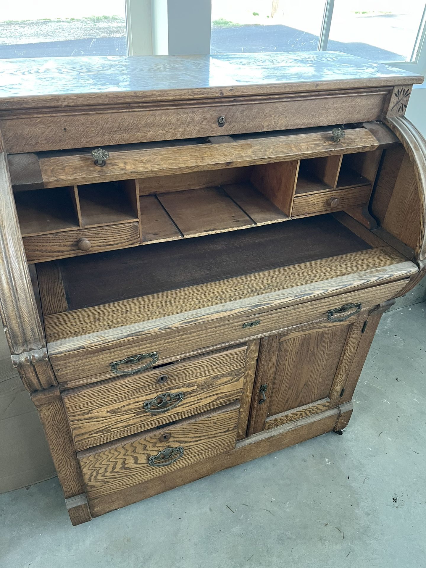 Antique Oak Roll Top Desk