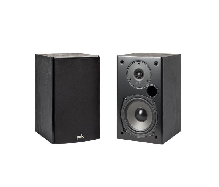 Polk Audio T15 100 Watt Home Theater Bookshelf Speakers, Wall-mountable, Pair, Black, 