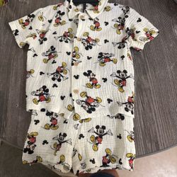 Mickey Mouse Kids Button-Up Shirt and Shorts Set