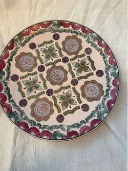 Vintage Famille Rose Plate, Chinese Porcelain Charger, Hand-Painted Floral (10 inch)