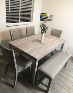 Gorgeous ‼️6-pc dining table set light gray