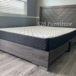 King Size Alpine Platform Bed With Ortho Mattress 