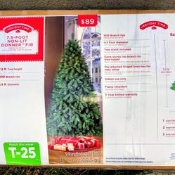 artificial Christmas tree 7.5 feet high and 4.5 wide diameter. in box only use a couple of times asking $25 or best offer