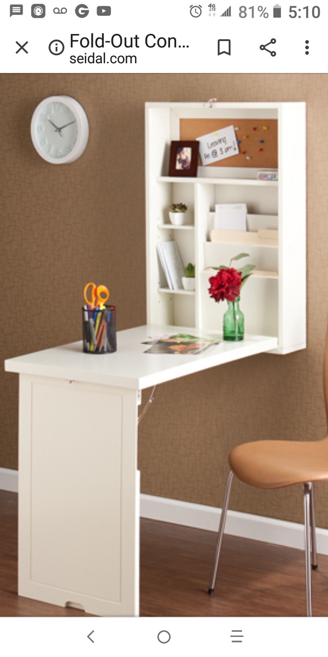Fold out convertible desk. Winter white