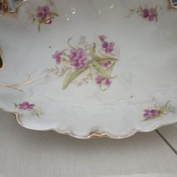 Antique Bavarian German Porcelain Oval Scalloped Dish 