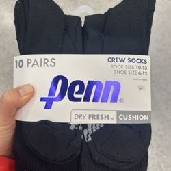 NWT Penn men’s cushioned Crew Socks - 10 Pairs