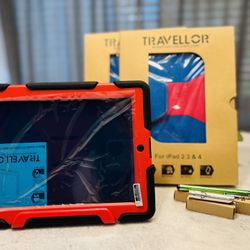 Travellor Shockproof Case with Kick Stand for Ipad 2 3 & 4 RED/Blue Military Duty NEW