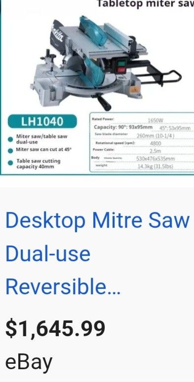 Makita Mitre Saw Lh1201FL $400