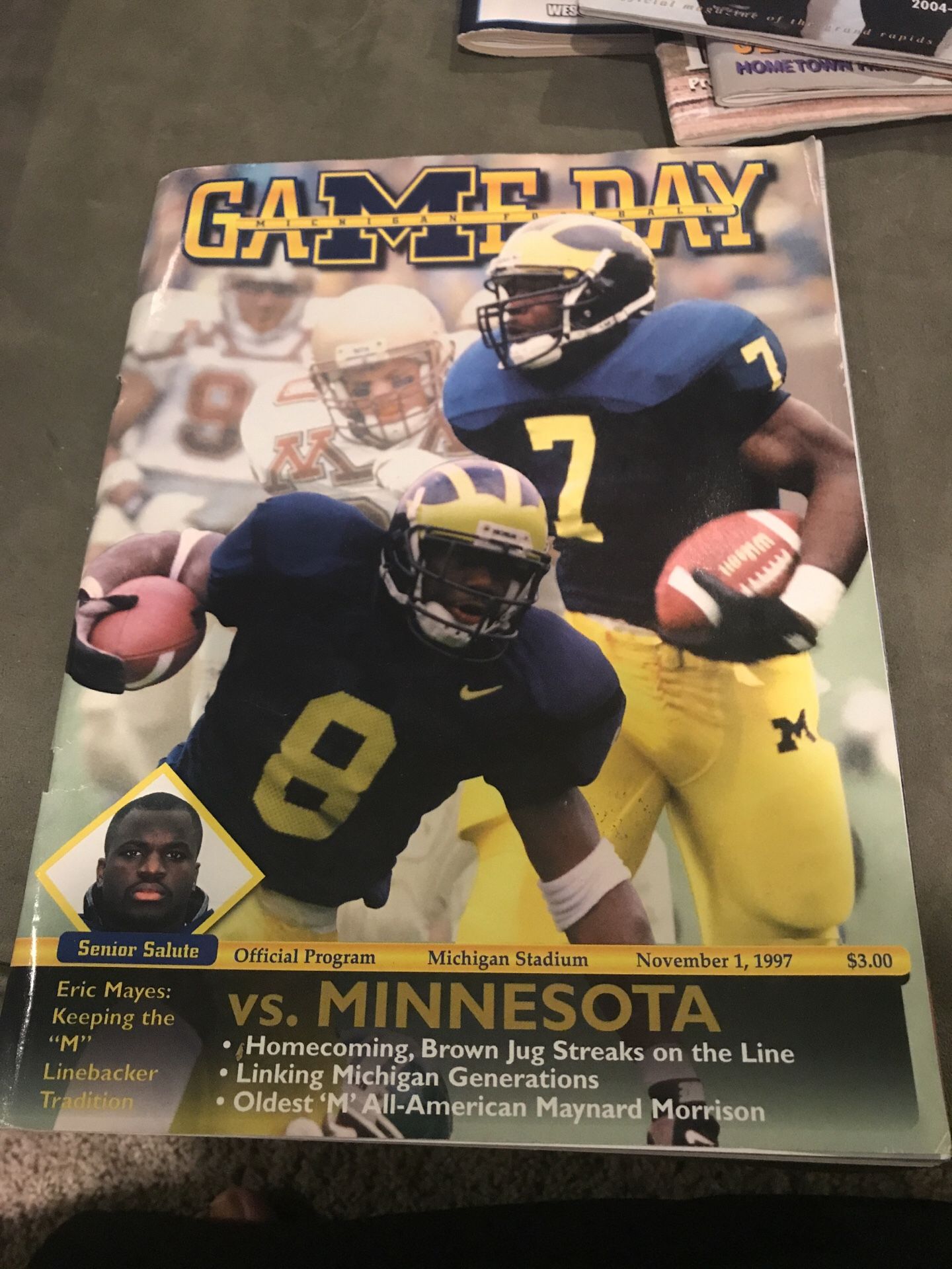 University of Michigan Football Program vs Minnesota Nov 1 1997
