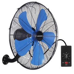 NEW-KEN BROWN 18 Inch 3-Speed High Velocity Industrial Oscillating Fan, Wall Mount Fan with Max. 4200 CFM, Seperated Switch and 5 Blades, Heavy Duty M