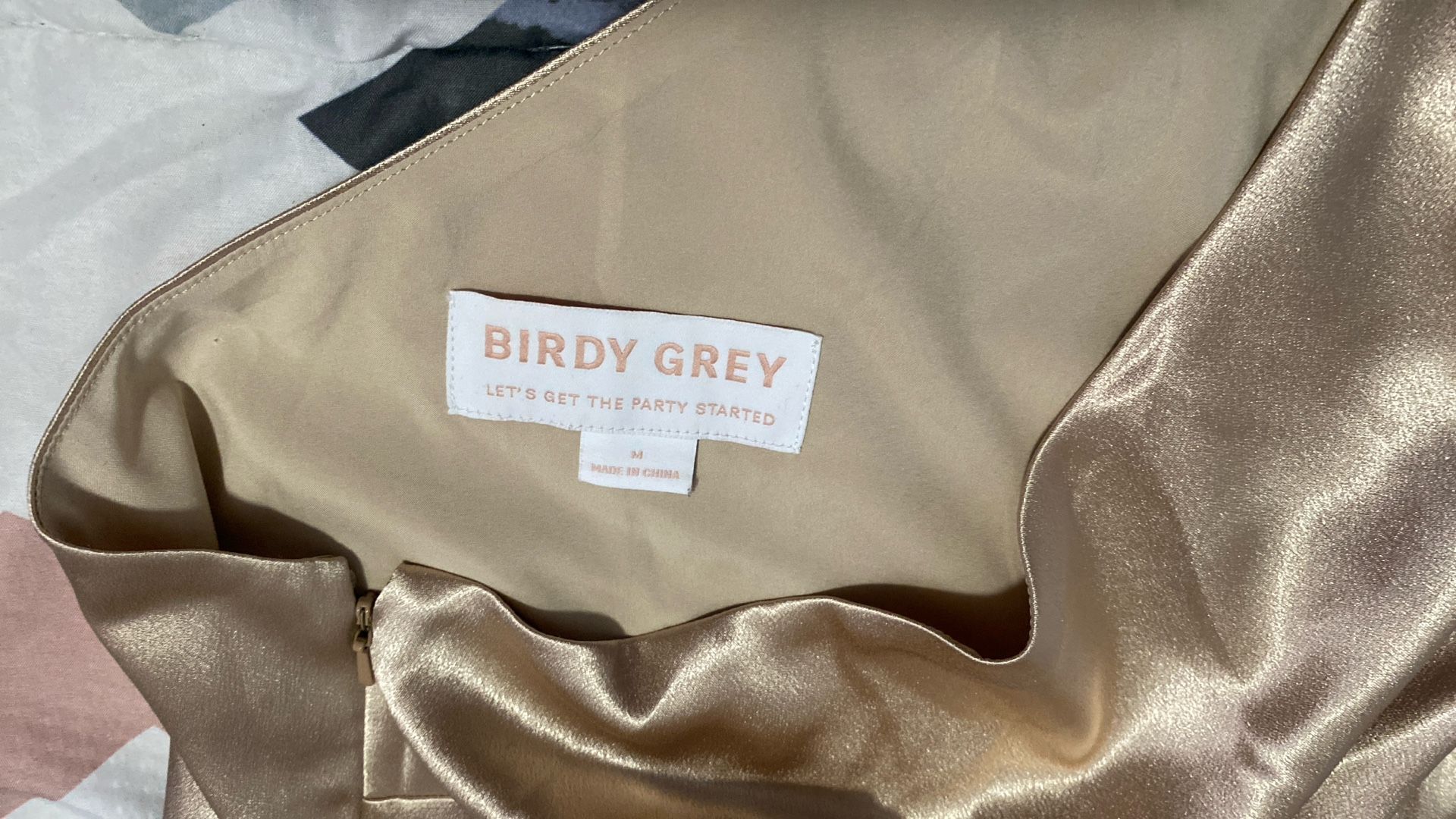 Birdy Grey Satin Yellow Gold Dress M Birdy Grey Satin Yellow Gold Dress M