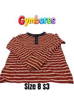 Gymboree Kids Striped Henley Long Sleeve Shirt Size 8 great condition 💖💖042426 M19