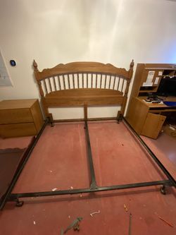 King Bed Frame And Wooden Headboard