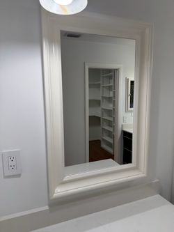 Large White Framed Vanity Mirror