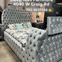  🌟Queen, King Light Up Fireplace TV Pop Up Bed Frame 💥 Furniture Sectionals Avail