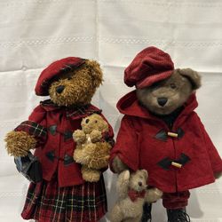 Dandee International Limited Bear with Baby Plaid Dress , Peacoat, Hat, And DAN DEE DADDY BEAR WITH CUTE BABY BEAR - 19 INCH HIGH BIG BEAR, 9 INCH BAB