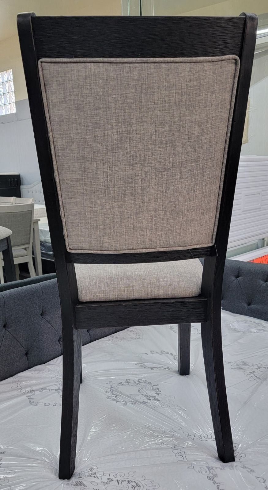 💥💥6 pc bridget ii two tone finish wood dining table set padded seat chairs and bench 💥💥