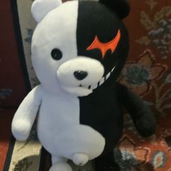 DANGANRONPA MONOKUMA  ANIME  BLACK  & WHITE  BEAR  PLUSH  