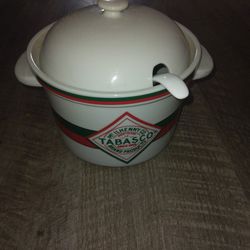 Xl Tabasco Brand Ceramic Pot With Ladle 