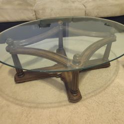 coffee table - glass and wood