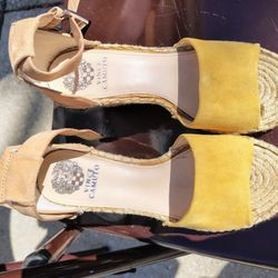 Vince Camuto Leera Espadrilles, Suede and Leather. Dandelion Yellow. Size 9 Worn Once. 