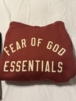Fear of God Essentials Hoodie (2024) Crimson With QR Code