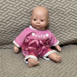1996 Circo Baby Doll 8-inch Doll "Cutie" Vintage Plush w Vinyl Head & Brown Eyes