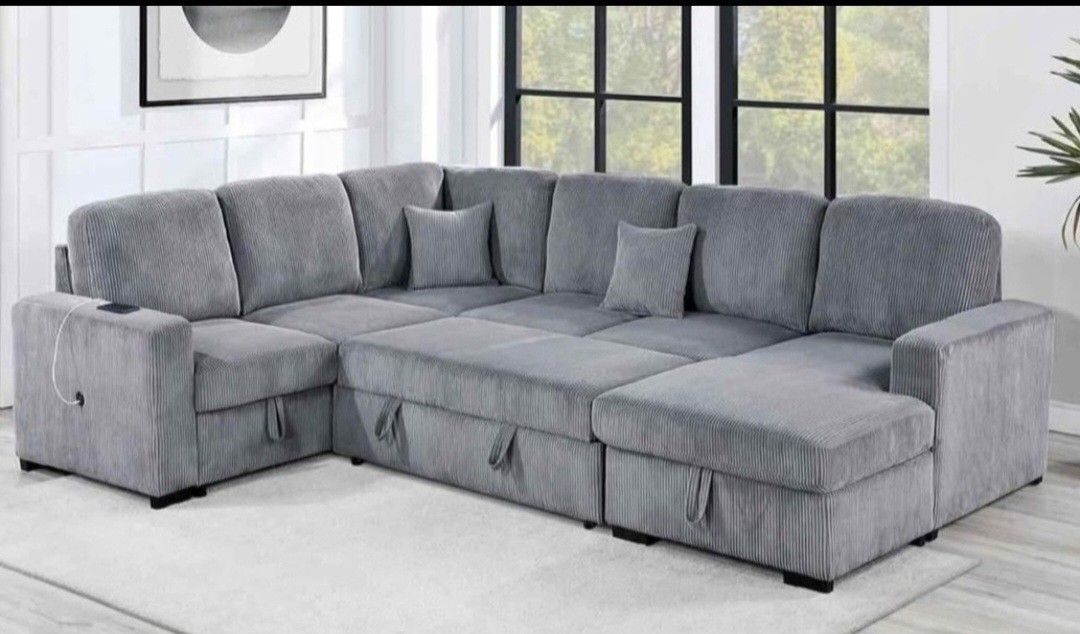 ✅️✅️4 Piece Convertible SectionalSleeper Sofa Chaise Storage Sofa Storage & USB Port✅️✅️