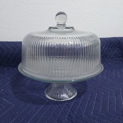 Vintage Ripple 10in. Glass Cake or Pie Plate