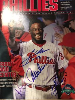 Phillies autographed signed program MLB baseball