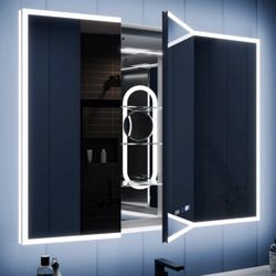 48" x 36" LED Lighted Medicine Cabinet with Magnifiers Front and Back Light