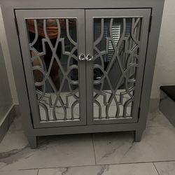 Gray cabinet w/Glass Mirror Doors