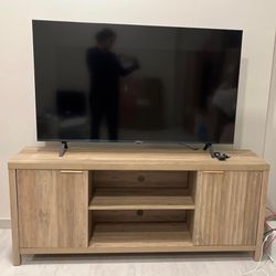 Fluted TV Stand for Living Room, Heavy Duty Entertainment Center, Mid Century Modern TV Console