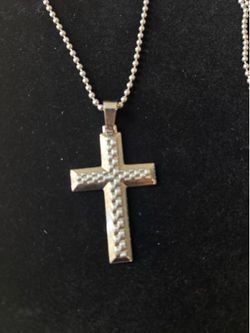Necklace Chain Cross Silver tone Stainless Steel