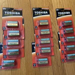 Toshiba 9V Alkaline Battery. 15 Batteries total 9 Volt Ultra Long Lasting Leak Proof Lot. For smoke detectors. New but expired 11/2024 
