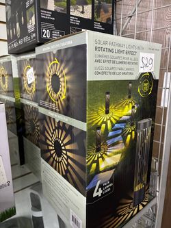 Solar Pathway Lights with Rotating Light Effect - 4 Pack