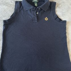 Ralph Lauren sleeveless women’s polo shirt size S navy blue