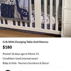 Crib With Changing Table And Drawers
