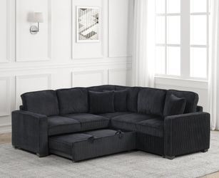 Ariel Black- Ariel Black Sectional With Pull-Out Bed