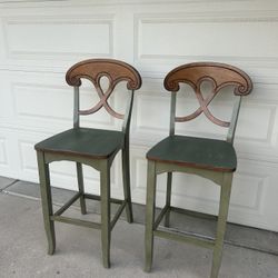 Set of 2 Wooden Bar Stools-30” seat height-64th St & Bell