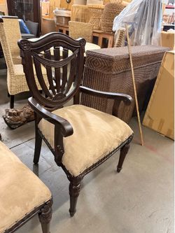 Mahogany carved Sheraton Arm Chair set of 2 pcs