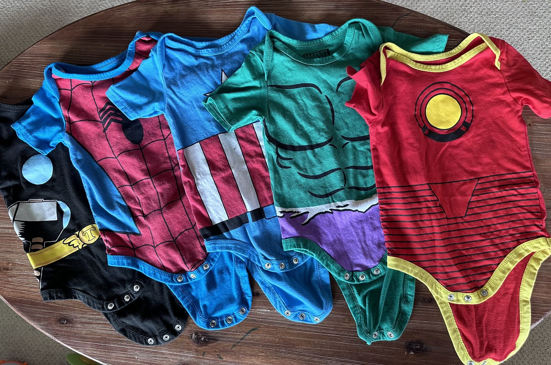 Size 18 Months: Five (5) Marvel Avengers Baby Bodysuits / Onsies