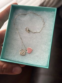 Tiffany & Co. Pink Double Heart Necklace